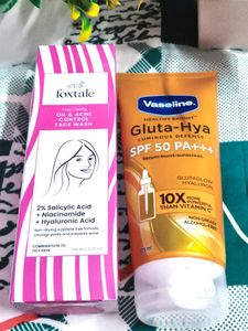 Foxtale Oil control face wash & Vaseline sunscreen