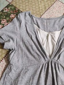 Grey Layered V-Neck Top