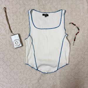 Westside White Ribbed Tank Top