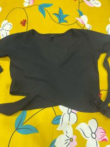 Chic Black Wrap Crop Top