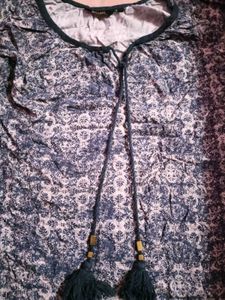 Boho Blue Print Tunic Top