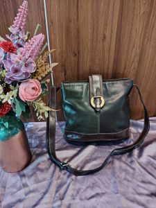 Dark Green & Brown Shoulder Bag