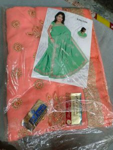 Elegant Peach Saree with Gold Embroidery
