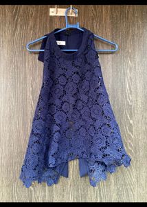 Elegant Navy Lace Blouse