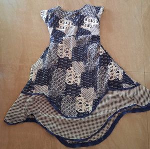 Beautiful Blue &amp; White Printed Umbrella Cut Kurta