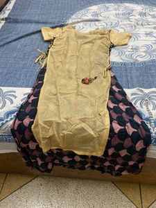 Elegant Yellow Kurta Set with Printed Skirt