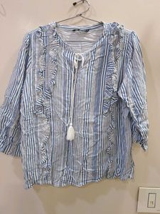 DNMX Stripped Blue And White Top