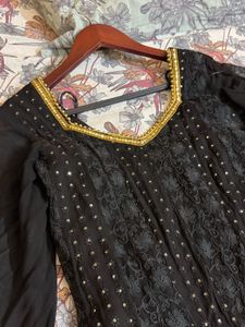 Elegant Black &amp; Gold Suit with Matching Dupatta