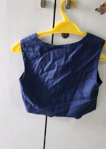 Embroidered Blue Sleeveless Top