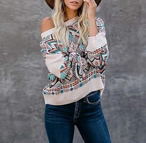 Boho Geometric Print Sweater