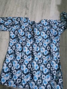Blue Floral Print Kurta