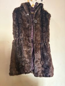 Faux Fur Brown Sleeveless Coat