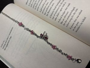 Silver-Tone Bracelet with Pink Gems