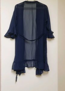 Sheer Navy Blue Kimono Robe