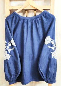 Embroidered Blue Tunic Top size-42