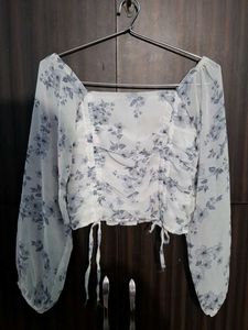 Floral Print Sheer Long Sleeve Top