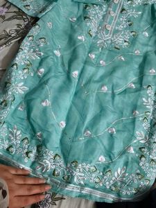 Embroidered Teal Kurta