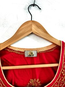 Ada Red Embroidered Tunic ( Women)