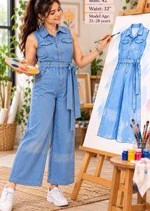 Light Wash Denim Jumpsuit/dungree