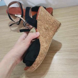 Black Wedge Sandals with Bow Detail 🖤