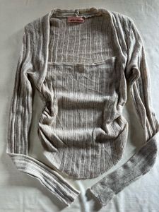 Ribbed Square Neck Long Sleeve Top