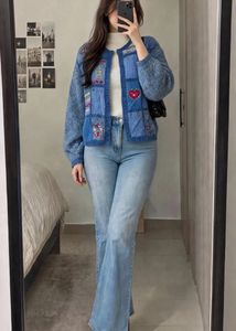 Pintresty 🌸Blue Patchwork Knit Cardigan