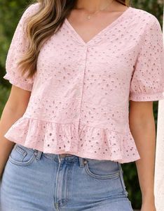 cute puff sleeve pink crop top