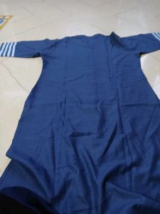 Navy Blue Kurta with Striped Sleeves