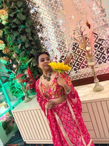 Pink Lehenga with Gold Embroidery