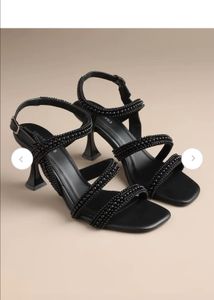 Sparkling Black Strappy Heels