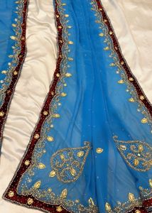 Stunning Blue Embellished Saree