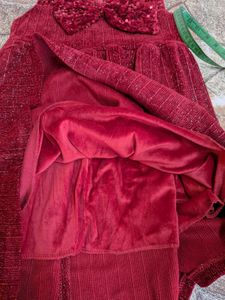 Sparkly Red Party Dress with Bow