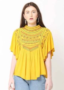 Boho Embroidered Yellow Top