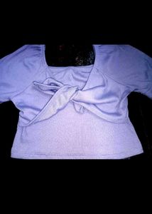 Lavender Twist Front Cropped Top