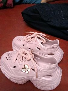 Cute Pink Sneakers with Flower Charm