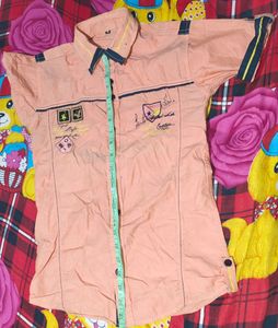 Kids' Orange Short-Sleeve Button-Down