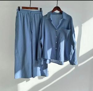 blue cotton plus size cordset