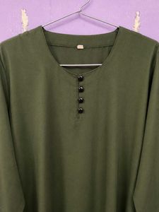 Elegant Olive Green Abaya with Embellished Sleeves