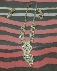 Rhinestone Necklace and Earring Set