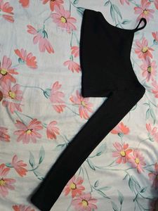 Black Ribbed One-Shoulder ]