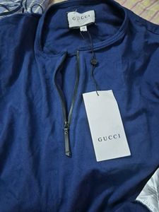 Gucci Navy Blue Zip T-Shirt