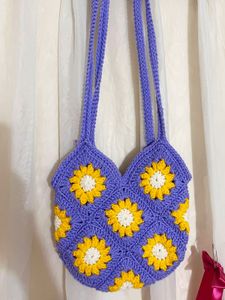 Crochet Sunflower Granny Square Bag