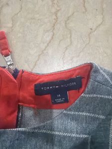 TOMMY HILFIGER Gray Striped Casual Dress