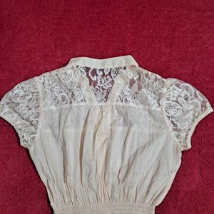 Y2k Vintage Sheer Lace Button-Up Top