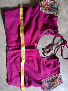 Fancy Teal &amp; Pink Saree with readymade Blouse