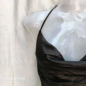 Satin Cowl Neck Halter Top