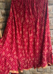 Red Bandhani Print Ethnic Skirt