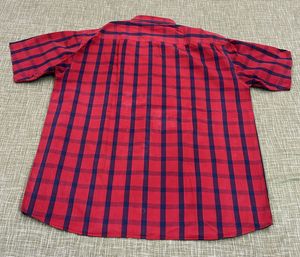2👔-Men's Red Plaid and denim blueCasual Shirt