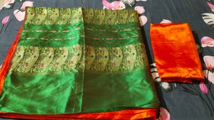 new banarasi silk sari with blouse piece