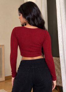 Chic Ribbed V-Neck Cropped Top